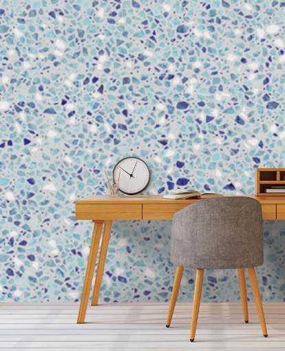 blauw terrazzo behang blauw terrazzo behang