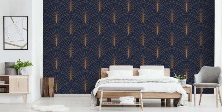 dark blue vintage pattern wallpaper