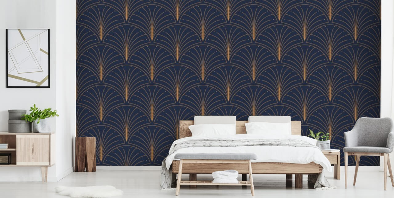 dark blue vintage pattern wallpaper