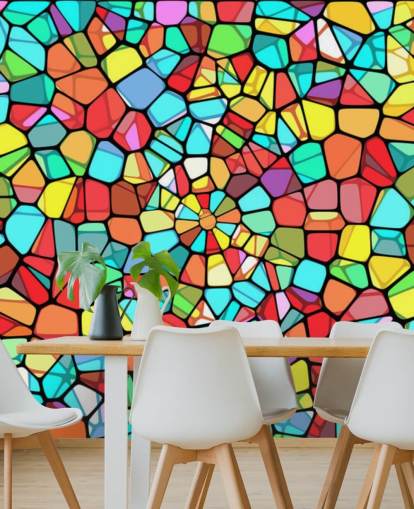 Colourful Geometric Stained Glass Window Colourful Geometric Stained Glass Window
