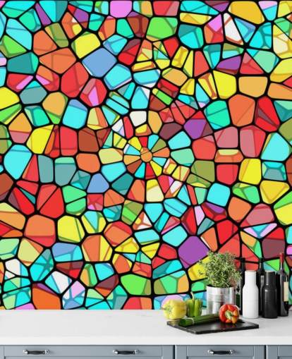 Farverige Geometrisk Glasmosaik Farverige Geometrisk Glasmosaik