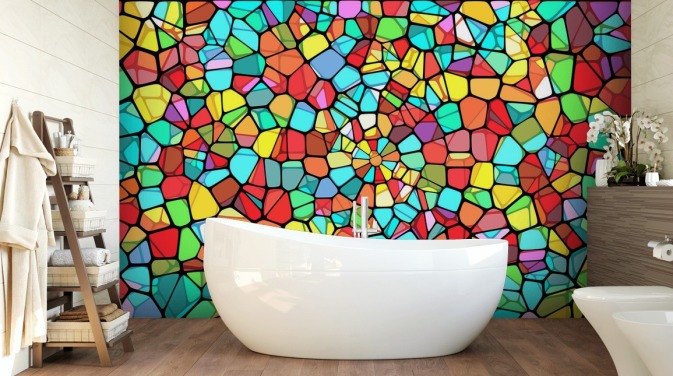 Kleurrijk geometrisch glas-in-lood raam 