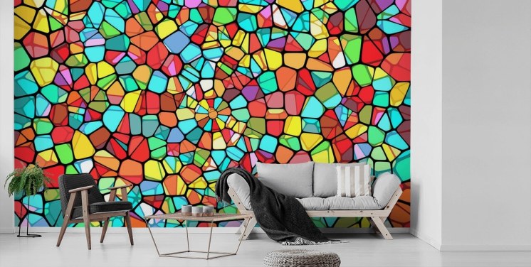 Colourful Geometric Stained Glass Window wallpaper