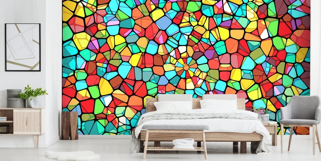Vidriera geométrica colorida 