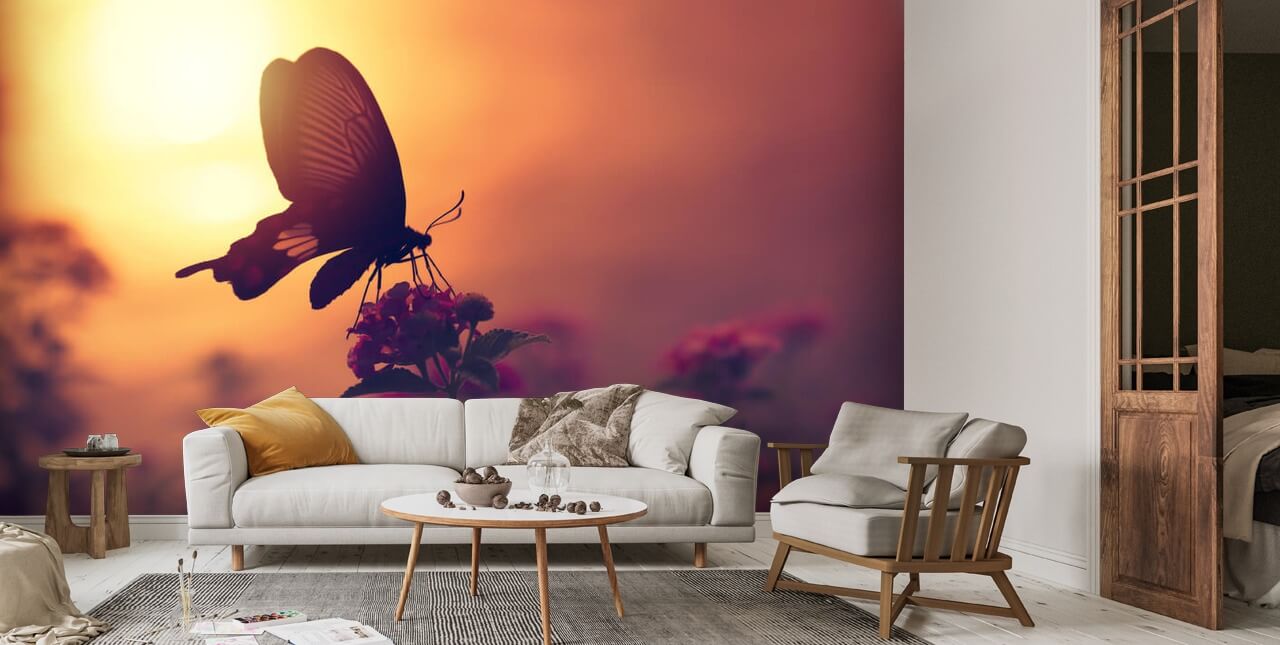 Sunset Butterfly Wallpaper | Wallsauce US