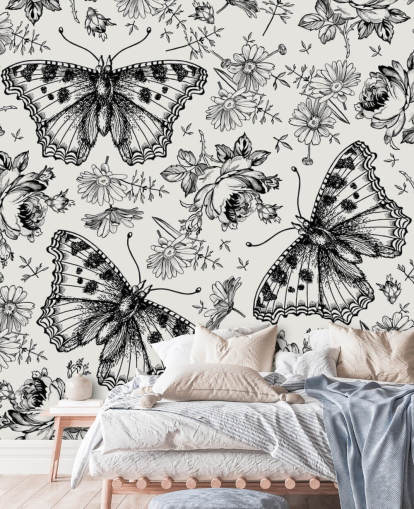Black and White Butterflies Wallpaper Black and White Butterflies Wallpaper