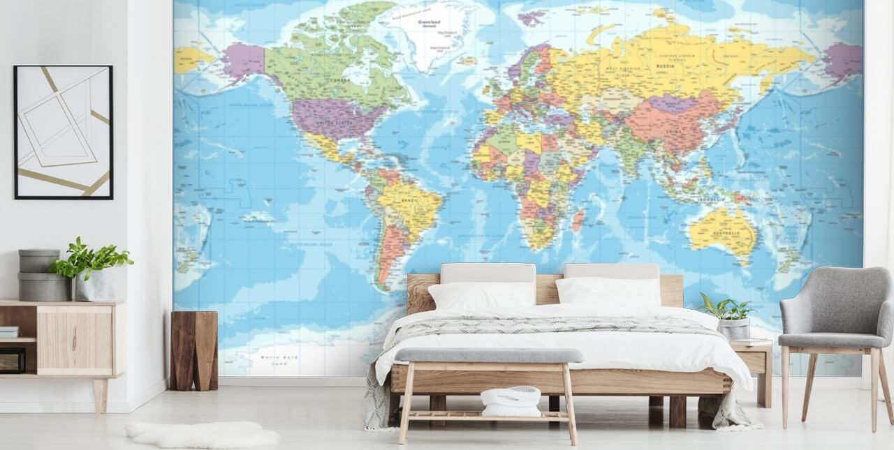 papel de parede colorido do mapa mundial centrado na Europa