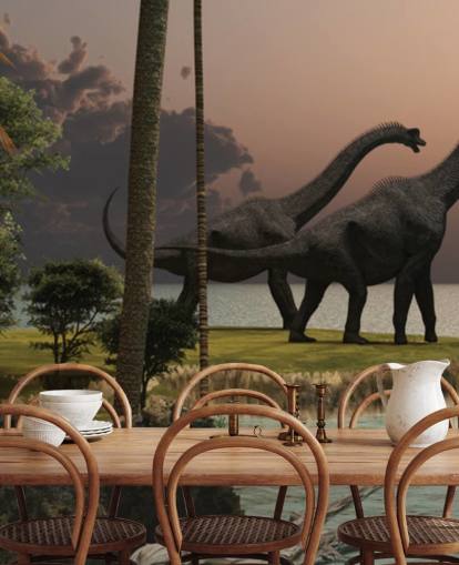 Brachiosaurus Sonnenuntergang Dinosaurier Fototapete Brachiosaurus Sonnenuntergang Dinosaurier Fototapete