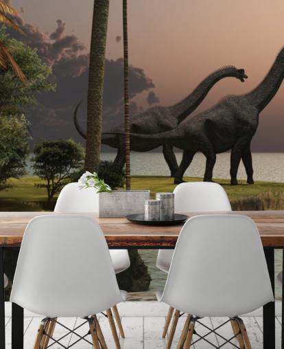 Brachiosaurus Sunset Dinosaur Wall Mural Brachiosaurus Sunset Dinosaur Wall Mural