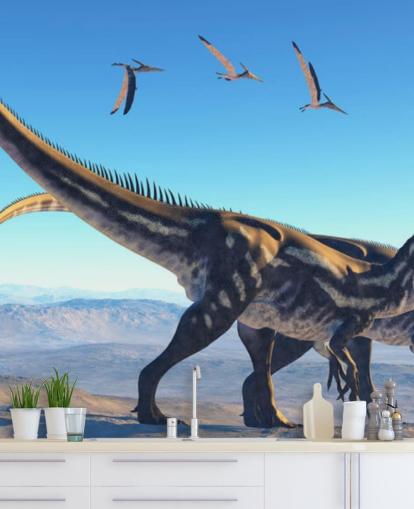 Two Allosaurus' on a Mountain Wallpaper Two Allosaurus' on a Mountain Wallpaper