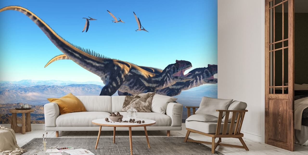 Allosaurus on Mountain Wall Mural | Wallsauce US