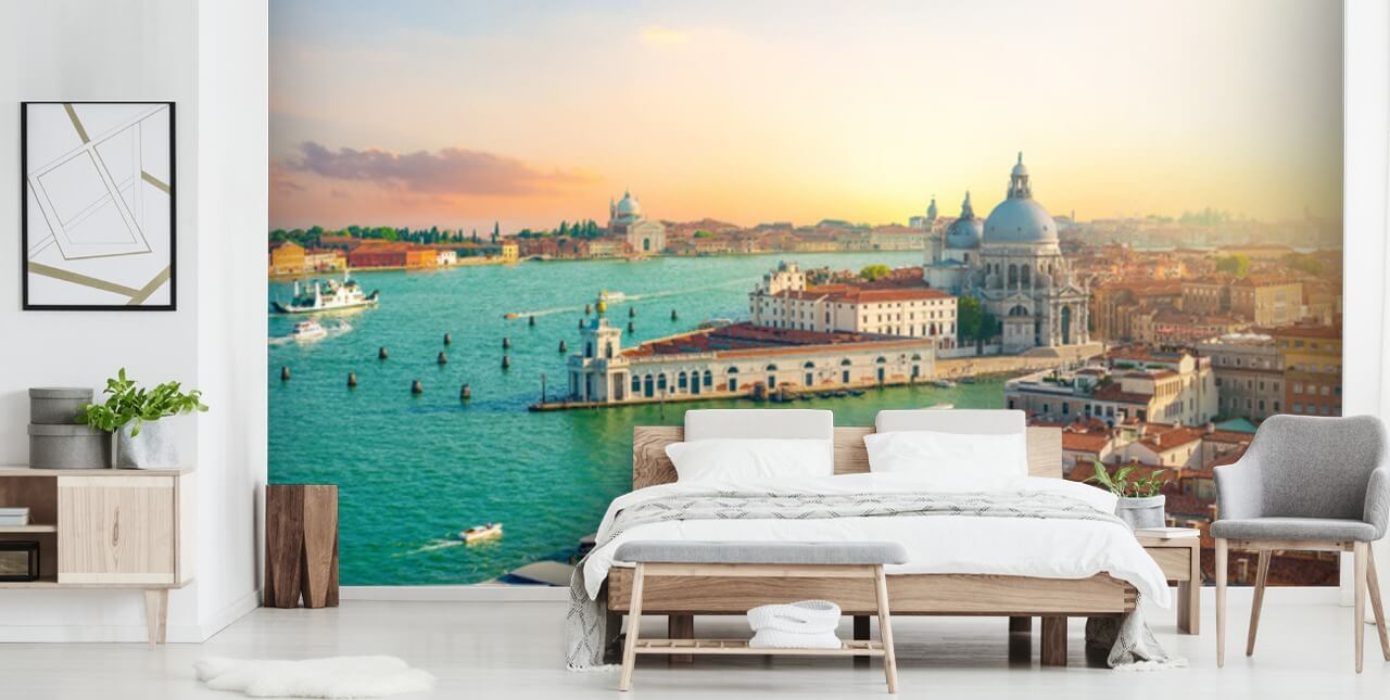 aqua blå havn i Venezia tapet