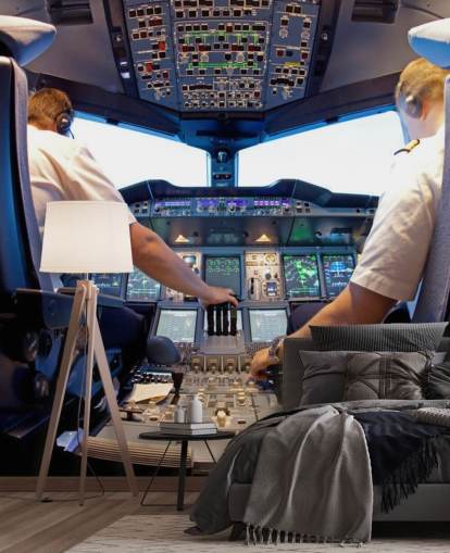 Piloter i sittbrunn Bakgrund väggmålning Piloter i sittbrunn Bakgrund väggmålning