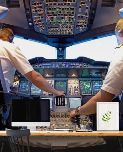 Pilots in Cockpit Behang Muurschildering Pilots in Cockpit Behang Muurschildering