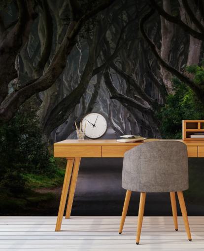 mørk skog tapet veggmaleri kalt Magic Road for soverom, stuer og hjemmekontorer mørk skog tapet veggmaleri kalt Magic Road for soverom, stuer og hjemmekontorer