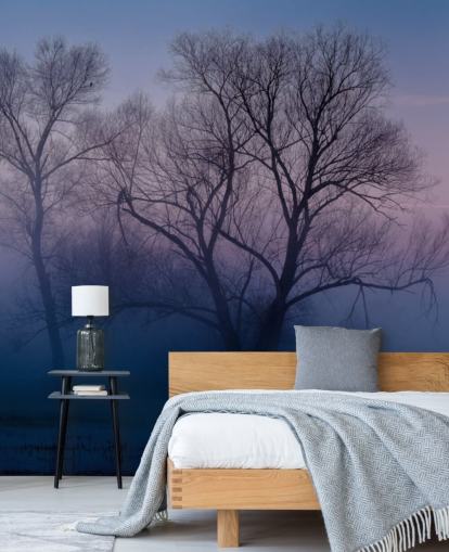 blue misty tree wallpaper blue misty tree wallpaper