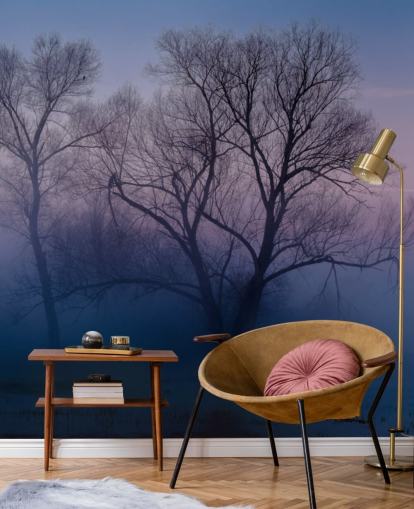 blue misty tree wallpaper blue misty tree wallpaper