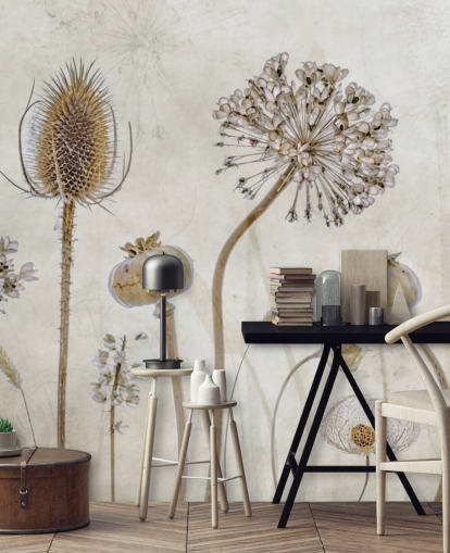 beige and brown customizable floral wallpaper called Aged with Beauty by Mandy Disher for bedrooms, living rooms and dining rooms beige and brown customizable floral wallpaper called Aged with Beauty by Mandy Disher for bedrooms, living rooms and dining rooms