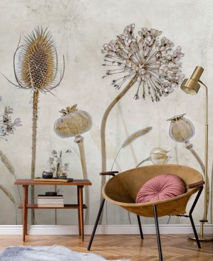 papier peint floral personnalisable beige et marron appelé Aged with Beauty de Mandy Disher pour les chambres, les salons et les salles à manger papier peint floral personnalisable beige et marron appelé Aged with Beauty de Mandy Disher pour les chambres, les salons et les salles à manger