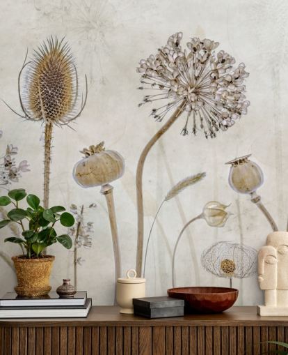 beige and brown customisable floral wallpaper called Aged with Beauty by Mandy Disher for bedrooms, living rooms and dining rooms beige and brown customisable floral wallpaper called Aged with Beauty by Mandy Disher for bedrooms, living rooms and dining rooms