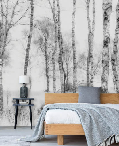black and white birch tree sketch effect forest wall mural black and white birch tree sketch effect forest wall mural