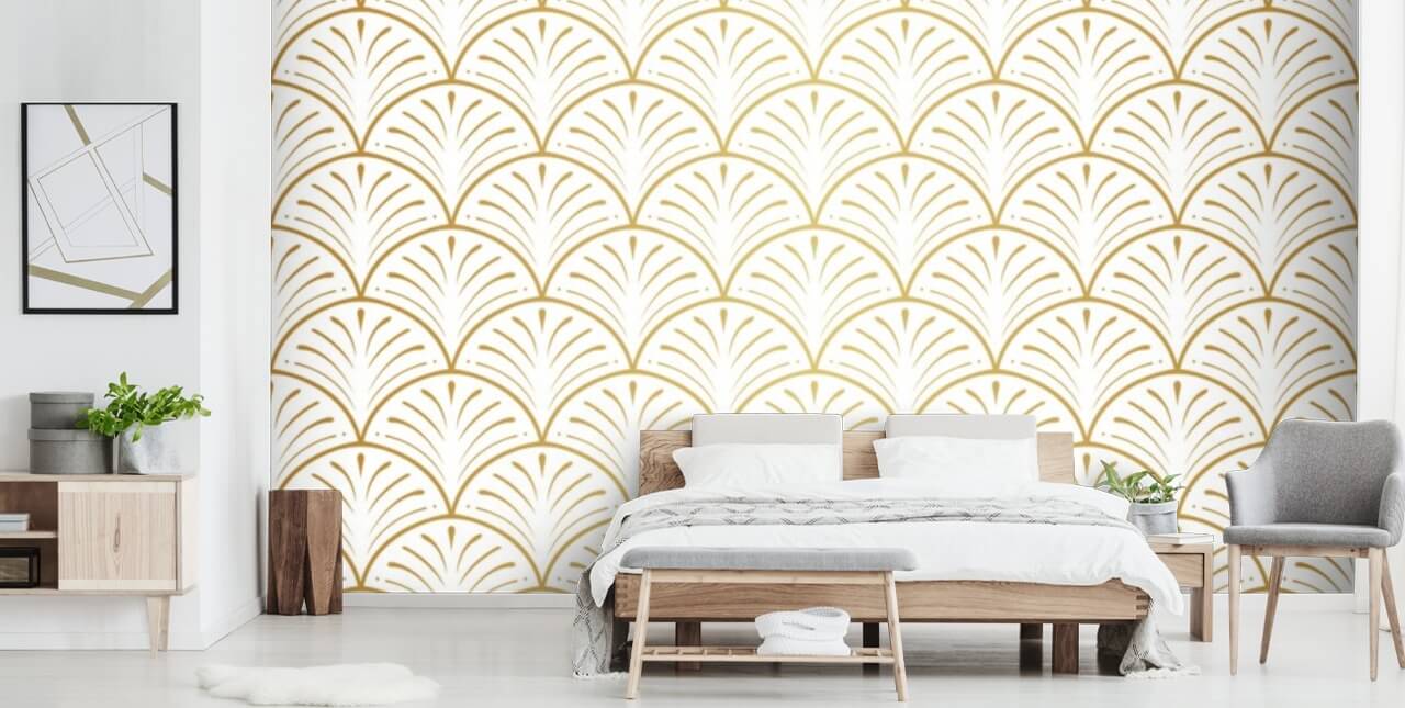 carta da parati con conchiglie bianche e dorate carta da parati con conchiglie bianche e dorate