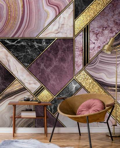 lila och svart marmor och guld geometrisk tapet lila och svart marmor och guld geometrisk tapet