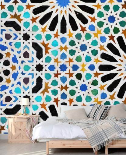 Colorful Vintage Swirl Tiles Wallpaper Colorful Vintage Swirl Tiles Wallpaper