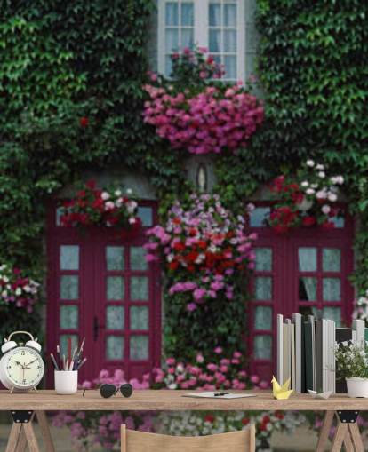 ivy covered house with purple flowers wallpaper ivy covered house with purple flowers wallpaper