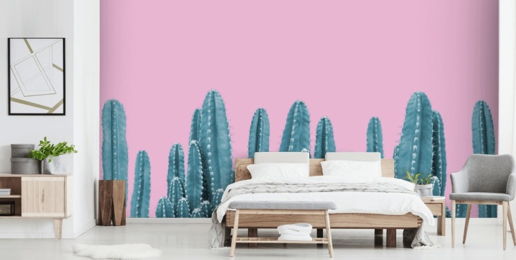 pink and teal cactus wallpaper