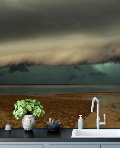 cloudy sky over panoramic view of a beach wallpaper cloudy sky over panoramic view of a beach wallpaper