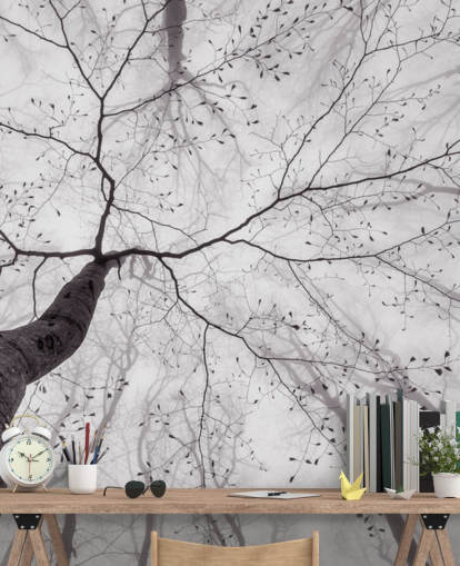 svart og hvitt tre utsikt fra bakken tapet svart og hvitt tre utsikt fra bakken tapet