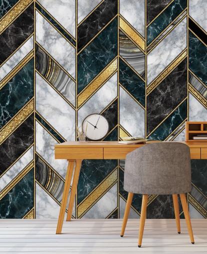 grå och guld sicksack art deco tapet grå och guld sicksack art deco tapet