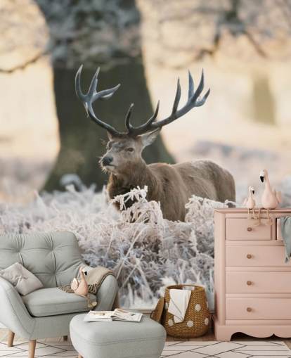 stag in winter setting wallpaper stag in winter setting wallpaper