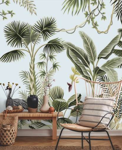 palm trees and exotic birds wallpaper palm trees and exotic birds wallpaper