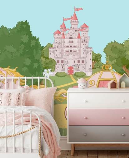pink horses and carriage and princess castle wallpaper pink horses and carriage and princess castle wallpaper