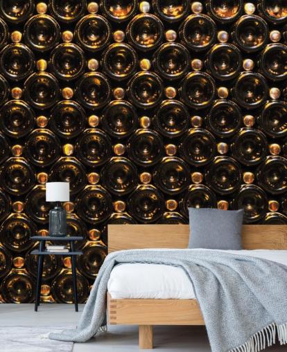 Glistening Brown Wine Bottles Stacked Wallpaper Mural Glistening Brown Wine Bottles Stacked Wallpaper Mural