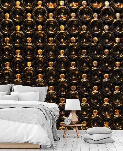 Glistening Brown Wine Bottles Stacked Wallpaper Mural Glistening Brown Wine Bottles Stacked Wallpaper Mural