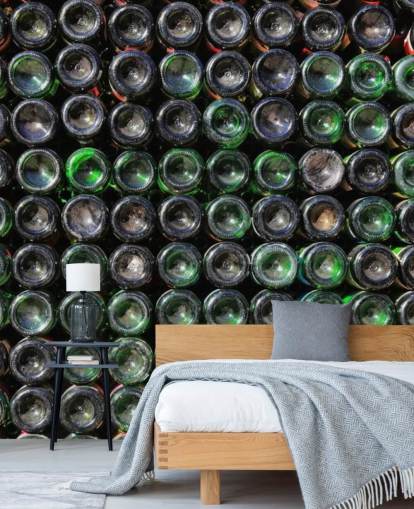 Mural de pared Botellas de vino verde viejo Mural de pared Botellas de vino verde viejo