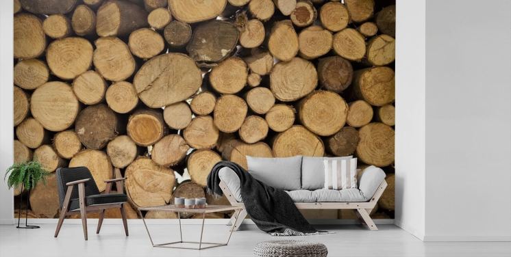 Piles of Logs Wallpaper Mural