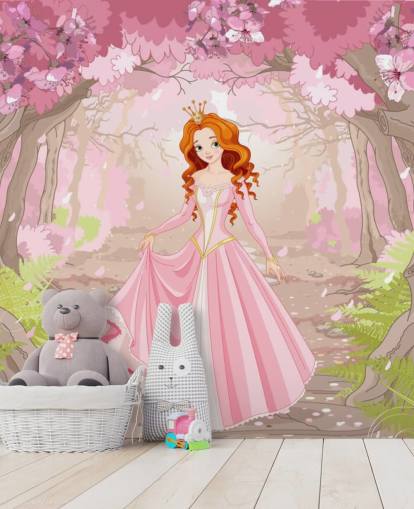 roze bos met prachtig prinsessenbehang roze bos met prachtig prinsessenbehang