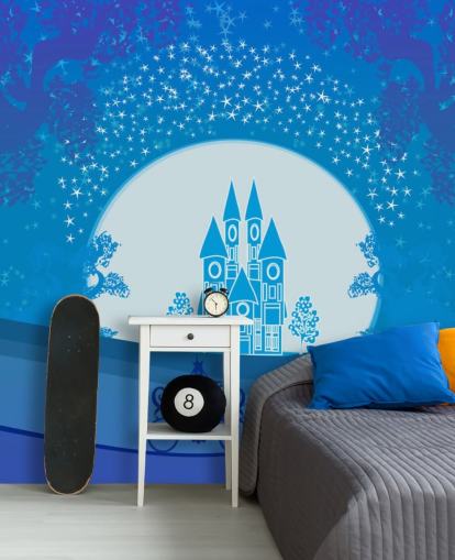 blauw paleis en Assepoester-pompoenkoets behang blauw paleis en Assepoester-pompoenkoets behang