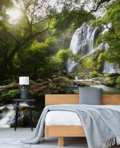 mountain waterfall and stream photo wallpaper mountain waterfall and stream photo wallpaper