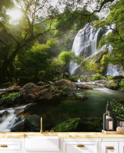mountain waterfall and stream photo wallpaper mountain waterfall and stream photo wallpaper
