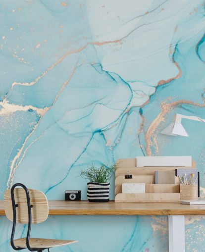 pale blue and gold customisable marble wallpaper mural called Dreamy Blue Watercolour for bedrooms, kitchens or bathrooms pale blue and gold customisable marble wallpaper mural called Dreamy Blue Watercolour for bedrooms, kitchens or bathrooms