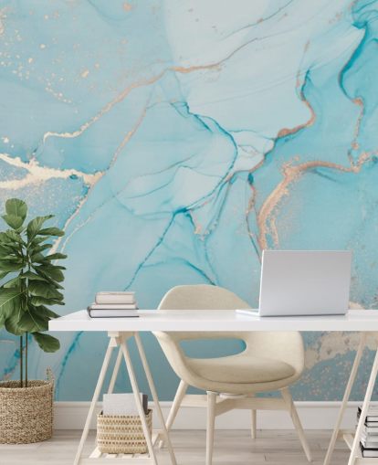 pale blue and gold customisable marble wallpaper mural called Dreamy Blue Watercolour for bedrooms, kitchens or bathrooms pale blue and gold customisable marble wallpaper mural called Dreamy Blue Watercolour for bedrooms, kitchens or bathrooms