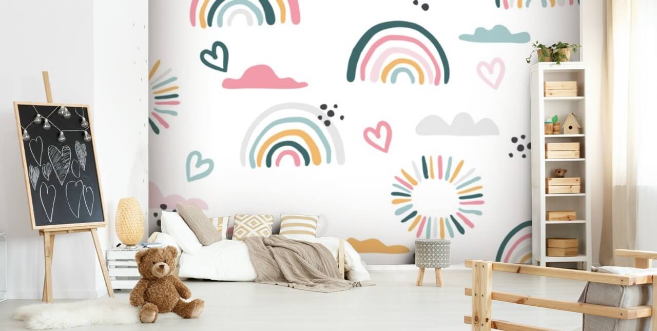 pastel rainbow doodles wallpaper