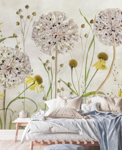 gele margrieten en witte bloemen behang gele margrieten en witte bloemen behang