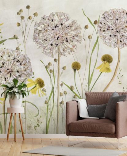 gele margrieten en witte bloemen behang gele margrieten en witte bloemen behang