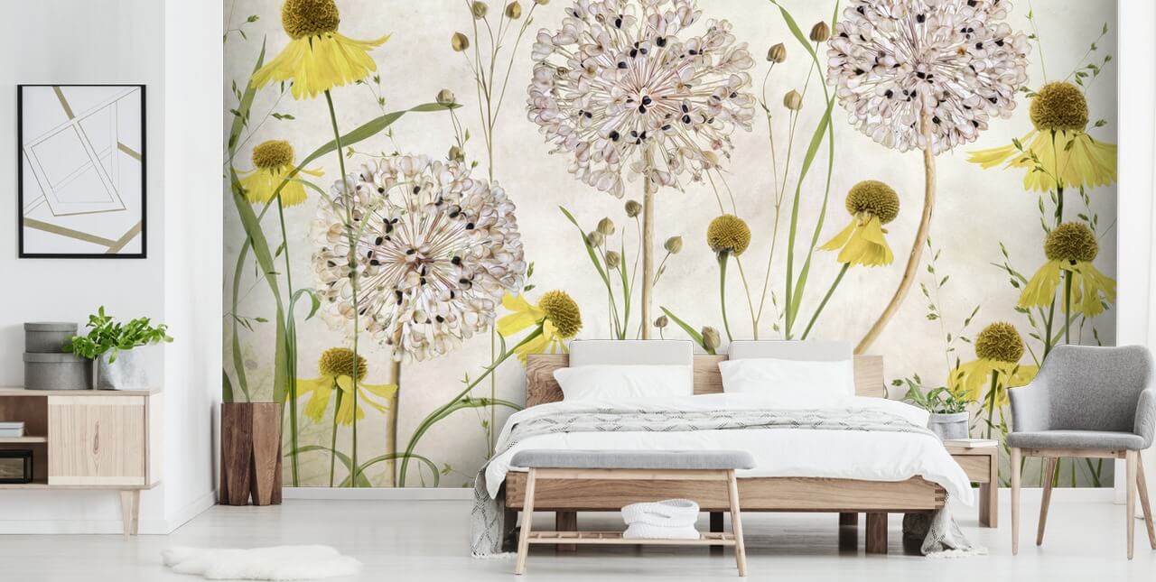 keltainen koiranputkea ja valkoisia kukkia tapetti keltainen koiranputkea ja valkoisia kukkia tapetti